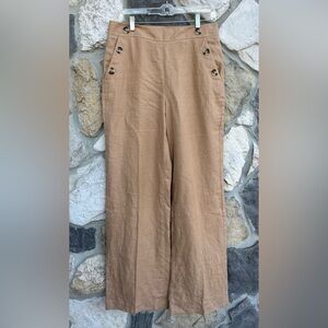 Talbots 100% Linen Dress Pants Sz 6 Brown Lagenlook Beachy Career Casual Resort